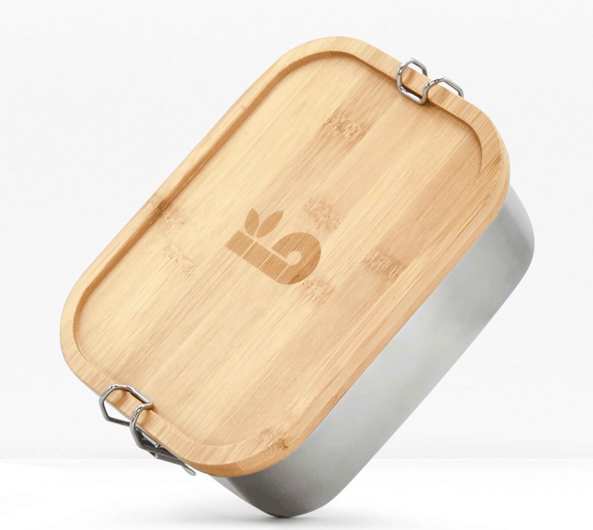Bamboe Bento Lunchbox Klein | Herbruikbaar | Bamboe Snijplank | Onderweg Vershoudbakjes | BPA-Vrij | Bamboe en Metalen Broodtrommel 800 ml | Lunchbox Kind | Leakproof Lunchbox Small | Bambaw