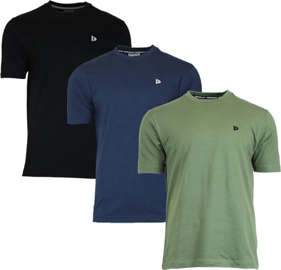 3-Pack Donnay T-shirt (599008) - Sportshirt - Heren - Black/Navy/Army Green - maat XL