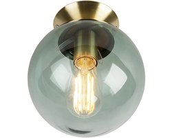 QAZQA pallon – Art Deco Plafondlamp – 1 lichts – Ø 200 mm – Groen – Woonkamer | Slaapkamer | Keuken