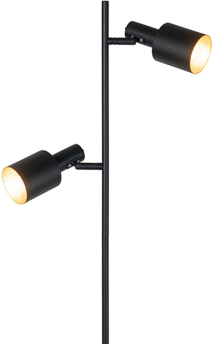 QAZQA stijn - Moderne Vloerlamp | Staande Lamp - 2 lichts - H 1560 mm - Zwart - Woonkamer | Slaapkamer thumbnail 6
