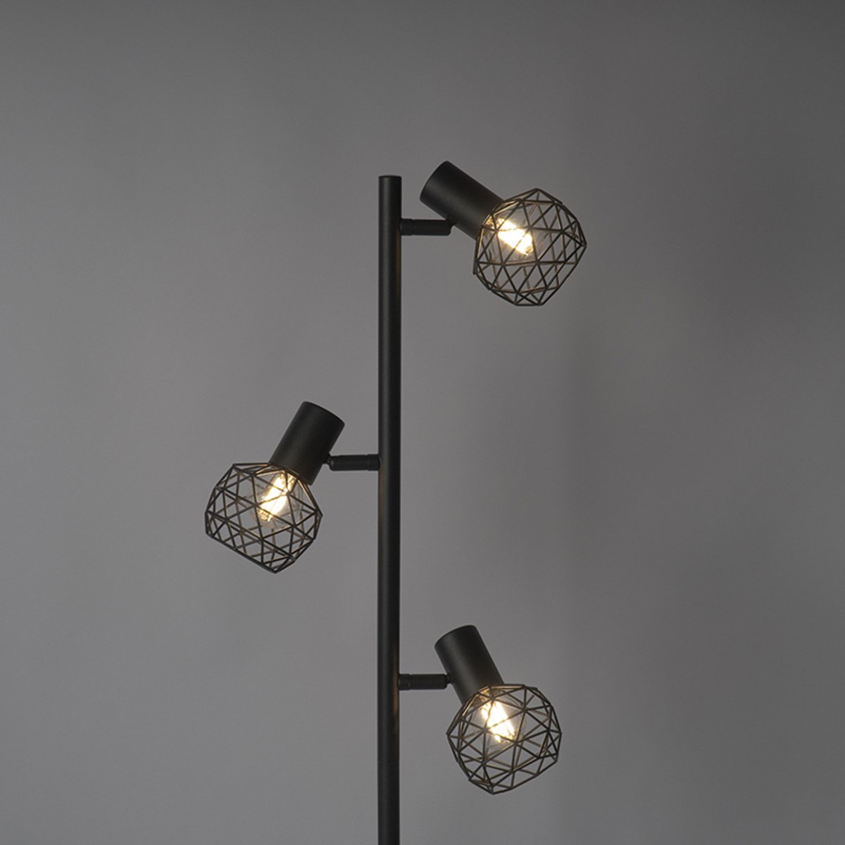 QAZQA mesh - Moderne Vloerlamp | Staande Lamp - 3 lichts - H 150 cm - Zwart - Woonkamer | Slaapkamer | Keuken thumbnail 8