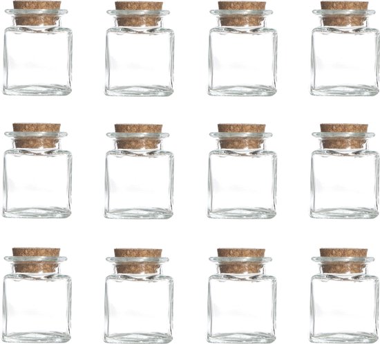 12x pcs Pot de rangement / pot de rangement Verre de 50 ml avec bouchon en liège - Pots à Pots d'herbes aromatiques