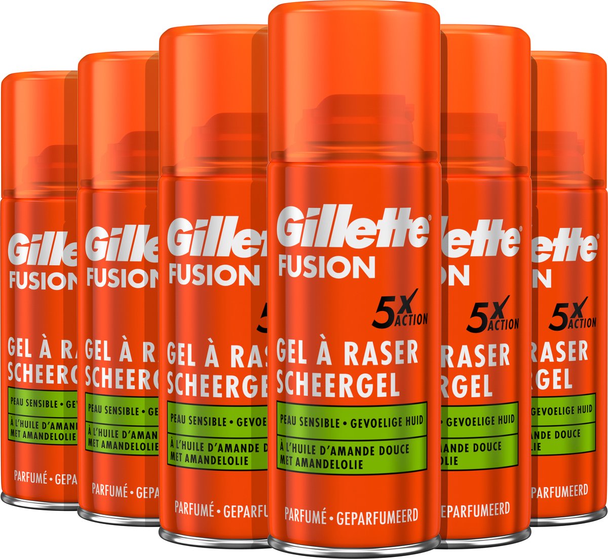 Gillette Fusion5 Ultra Sensitive scheergel Mannen – 6x75ml Voordeelverpakking