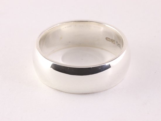 Zware gladde zilveren ring - 8 mm. - maat 20.5