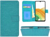 Samsung Galaxy A33 5G Hoesje - Bookcase - Samsung A33 5G Hoesje - Pu Leder Wallet Book Case Turquoise Cover