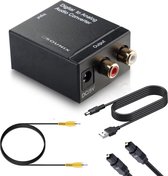 Sounix Digitale optische coaxiale Toslink naar analoge RCA Audio Converter -Digitale naar Analoog audioconverter toslink- Zwart