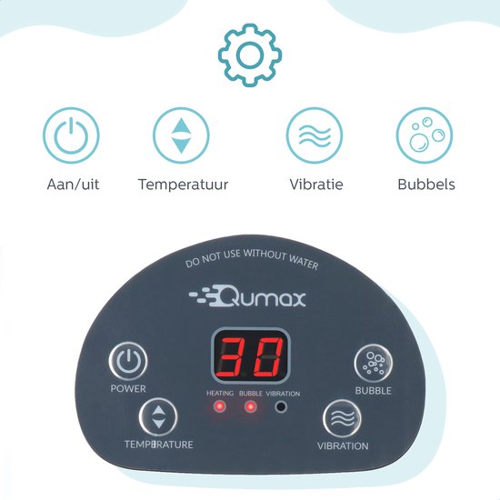 Qumax Elektrisch Verwarmd Voetenbad met massage Rollers – Voetmassage met Vibratie en Bubbels – Incl LCD scherm – Tot 48° graden