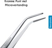 BeautyTools Punt Pincet SOLID-GRIP - Pincet met Microvertanding Voor Splinters en Hobby - Kromme Bek - Tweezers (15 cm) - Inox (PT-1024)