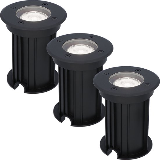 HOFTRONIC™ 3x Maisy dimbare LED grondspot - Rond - Zwart - 6000K Daglicht wit - 5 Watt - IP67 straal waterdicht - 3 jaar garantie Grondspot buiten 230V