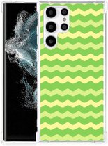 Smartphone hoesje Geschikt voor Samsung Galaxy S22 Ultra Beschermhoesje met transparante rand Waves Green