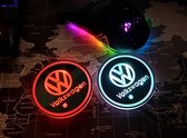 Lichtgevende Volkswagen LED onderzetters - Auto binnenverlichting - Verschillende kleuren LED - Opladen via USB - 2 stuks