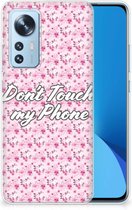 Back Cover Siliconen Hoesje Xiaomi 12 | 12X Hoesje met Tekst Flowers Pink Don't Touch My Phone