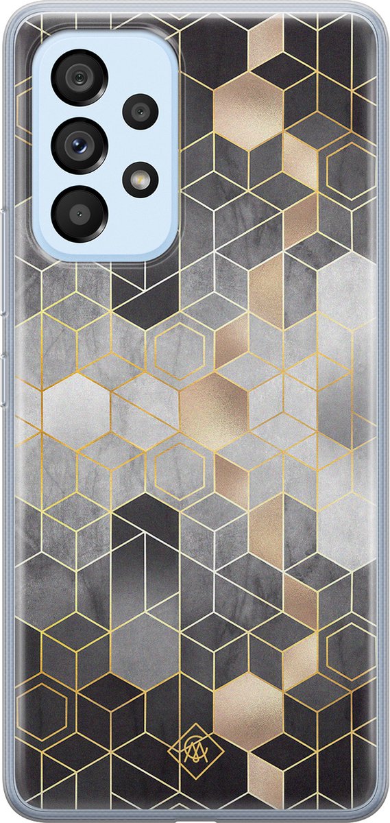 Casimoda® hoesje - Geschikt voor Samsung A33 - Grey Cubes - Backcover - Siliconen/TPU - Grijs