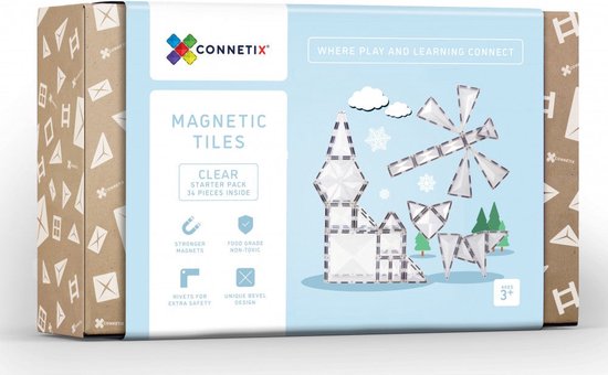 Afbeelding van het spel Connetix Tiles Magnetic Tiles Clear Starter Pack 34PCS