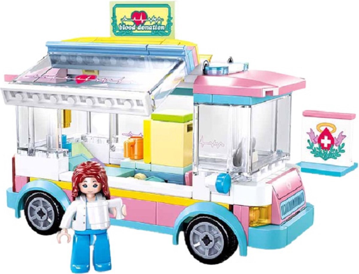 Sluban Girls Dream Ambulance bouwspeelgoed kinderen vanaf 6 jaar – Constructiespeelgoed modelbouw ziekenwagen – bouwdoos met 195 bouwstenen en 1 minifiguur – M38-B0797