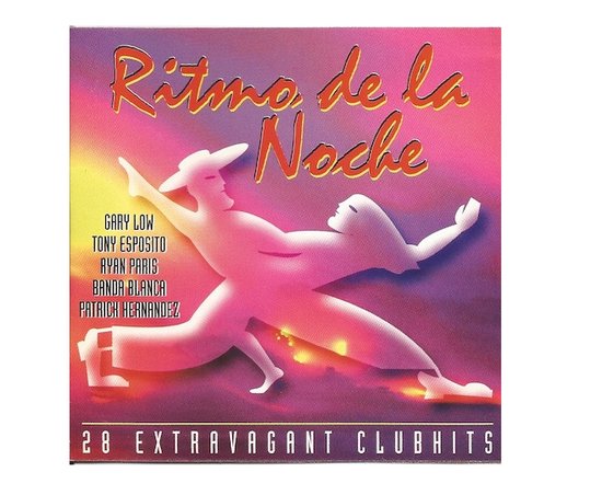 Albumhoes 'Ritmo de la Noche' met een silhouet van een dansend stel, in roze en paarse tinten.