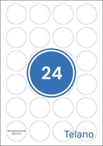 50 Stickervellen A4 Printetiketten Rond Wit 40 mm - 24 Ronde Stickers Etiketten per Vel -  Zelfklevend Papier - Telano