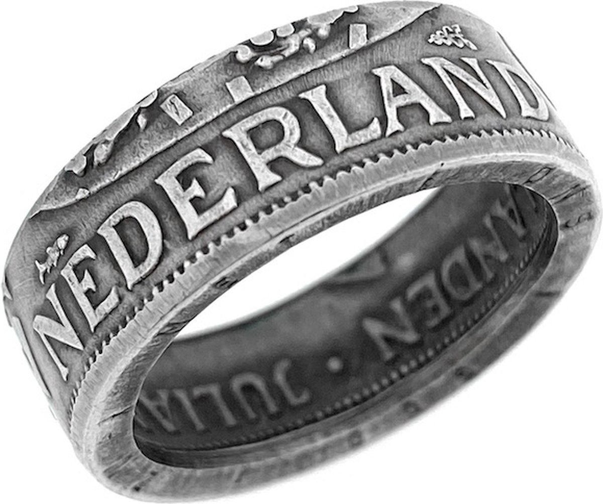 Zilveren Juliana Rijksdaalder Muntring - Maat: NL 18 /EU 57 - Unieke ring gemaakt van een originele zilveren rijksdaalder uit de periode 1954/1966