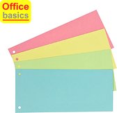 100 x scheidingsstroken - rechte kartonnen tabbladen - Office Basics - 4 kleuren assorti -