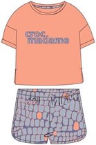 Woody pyjama meisjes/dames - zalmroze - kroko print - 221-2-YPD-Z/445 - maat 128