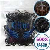 Glim® 500x zwarte mini elastiekjes - Meisjes - Baby - Kinderen - Haar Elastieken - Elastiek - Extra Sterk