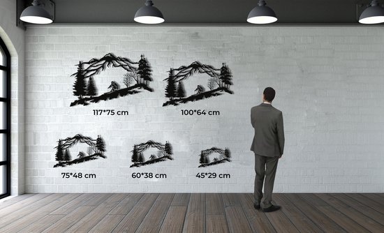 Décoration murale |Skieur / Skieuse | Métal - Art mural | Décoration murale | Salle de séjour |Blanc| 45x29cm