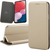 Hoesje geschikt voor Samsung Galaxy A13 4G - Book Case Lederen Wallet Cover Minimalistisch Pasjeshouder Hoes Goud
