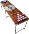 Afbeelding van het spelletje BeerCup Backspin Beer Pong tafelset hout - Beerpong tafel 244 x 76 x 61 cm - inklapbaar - aluminium - 100 party bekers