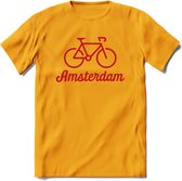 Amsterdam Fiets Stad T-Shirt | Souvenirs Holland Kleding | Dames / Heren / Unisex Koningsdag shirt | Grappig Nederland Fiets Land Cadeau | - Geel - 3XL