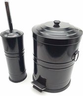 Badkamer/Toilet set - Pedaalemmer 5 liter en toiletborstel RVS - Zwart