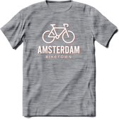 Amsterdam Bike Town T-Shirt | Souvenirs Holland Kleding | Dames / Heren / Unisex Koningsdag shirt | Grappig Nederland Fiets Land Cadeau | - Donker Grijs - Gemaleerd - 3XL