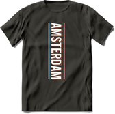 Amsterdam T-Shirt | Souvenirs Holland Kleding | Dames / Heren / Unisex Koningsdag shirt | Grappig Nederland Fiets Land Cadeau | - Donker Grijs - XL