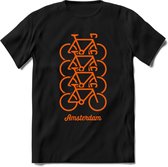 Amsterdam Fiets Stad T-Shirt | Souvenirs Holland Kleding | Dames / Heren / Unisex Koningsdag shirt | Grappig Nederland Fiets Land Cadeau | - Zwart - 3XL