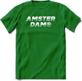Amsterdam T-Shirt | Souvenirs Holland Kleding | Dames / Heren / Unisex Koningsdag shirt | Grappig Nederland Fiets Land Cadeau | - Donker Groen - XXL