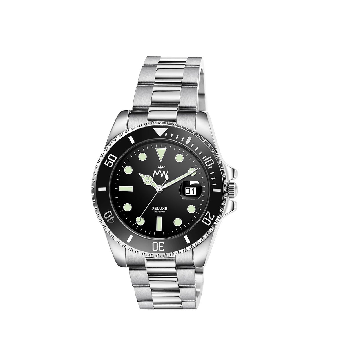 Mats Watch Collectie voor Heren- horloge - OPAL NOIR - Horloge voor hem- zilver- Belgische Merk - Sieraden - Deluxe - Belgische kwaliteit - 25 jaar garantie - Limited Edition - horloge voor Heren