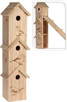 VOGELHUIS voor 3 vogel3 verdiepingen in gestapeld hout  15x14x61cm