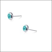 Aramat jewels ® - Aramat jewels-oorbellen-zirkonia- zweerknopjes-licht blauw- chirurgisch staal- 4mm-zilverkleurig