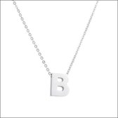 Rvs letter ketting letter b staal zilverkleurig 45cm 50cm