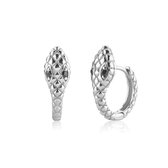 Zilveren Mini Oorringetjes Slang 10mm - Aramat Jewels Exotisch - Oorknopjes - Slangenmotief - Sterling Zilver - Zwarte Zirkonia - Glanzend - Uniek Cadeau-idee