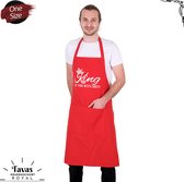 Tablier de cuisine Royal Rouge | 65x95cm | King de la Kitchen | Tablier avec poches | Tablier de cuisine pour hommes | Cadeau | BBQ de cuisson