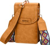 ZILOU® Telefoontasje - Schoudertas - Vintage - Dames - Kunstleer - Bruin