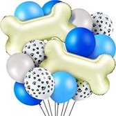 Ensemble de décoration de 14 ballons pour chien Bleu foncé, bleu clair, noir et blanc - Chien - Ballon - Animal de compagnie - Anniversaire