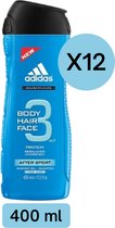 Adidas After Sport 3 in 1 Mannen Douchegel (Voordeelverpakking) - 12 x 400 ml