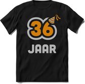 36 Jaar Feest kado T-Shirt Heren / Dames - Perfect Verjaardag Cadeau Shirt - Goud / Zilver - Maat S