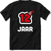 12 Jaar Feest kado T-Shirt Heren / Dames - Perfect Verjaardag Cadeau Shirt - Wit / Rood - Maat L