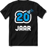 20 Jaar Feest kado T-Shirt Heren / Dames - Perfect Verjaardag Cadeau Shirt - Wit / Blauw - Maat 3XL