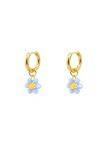 Blue daisy earrings gold