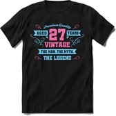 27 Jaar Legend - Feest kado T-Shirt Heren / Dames - Licht Blauw / Licht Roze - Perfect Verjaardag Cadeau Shirt - grappige Spreuken, Zinnen en Teksten. Maat S