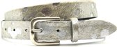 Timbelt 3cm damesriem - koeienhuid ecru met zilver - 100% leder - riemmaat 95 - lengte 110 cm