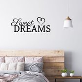 Stickerheld - Muursticker Sweet dreams - Slaapkamer - Droom zacht - Slaap lekker - Engelse Teksten - Mat Zwart - 27.5x72.6cm